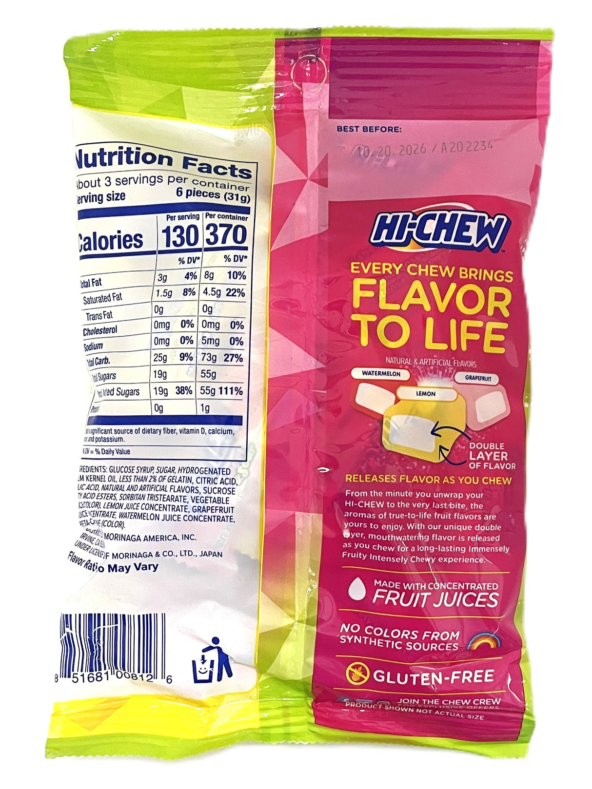 HI-CHEW ARTIFICIAL FRUIT CHEWS - SWEET & SOUR MIX (3.17oz)