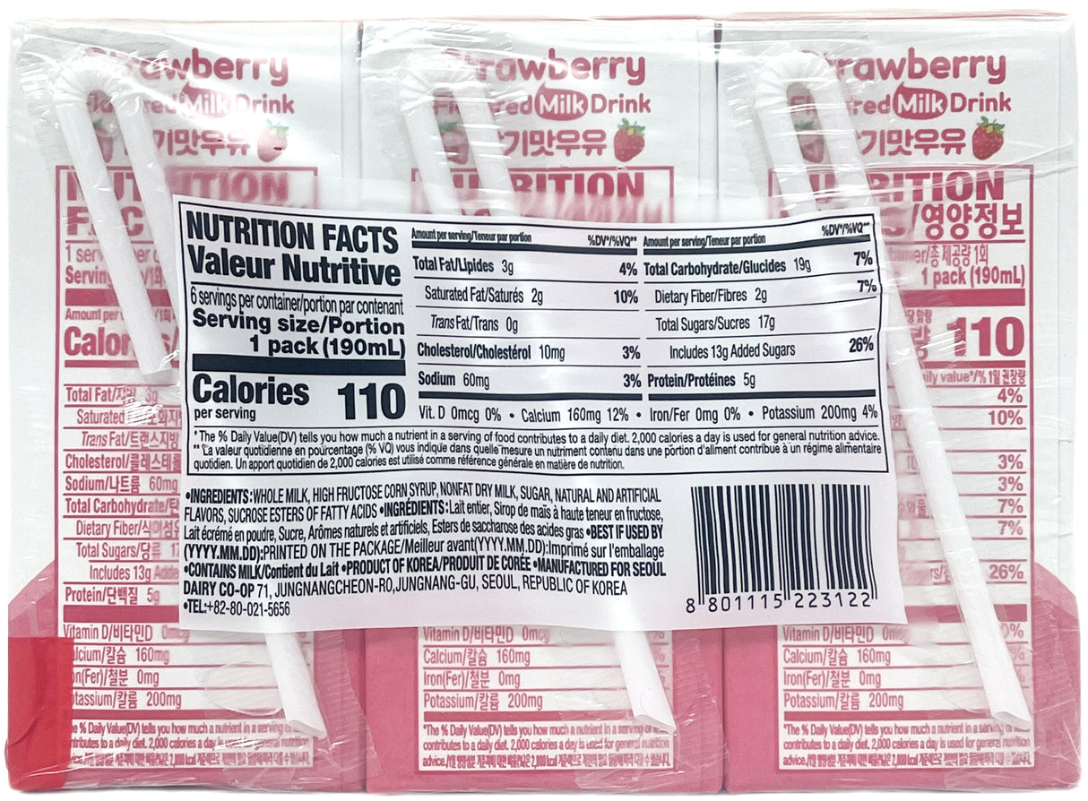SEOUL MILK DRINK 6PK - STRAWBERRY
