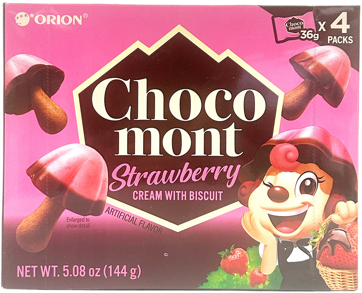 ORION CHOCOMONT BISCUIT 4PK - STRAWBERRY