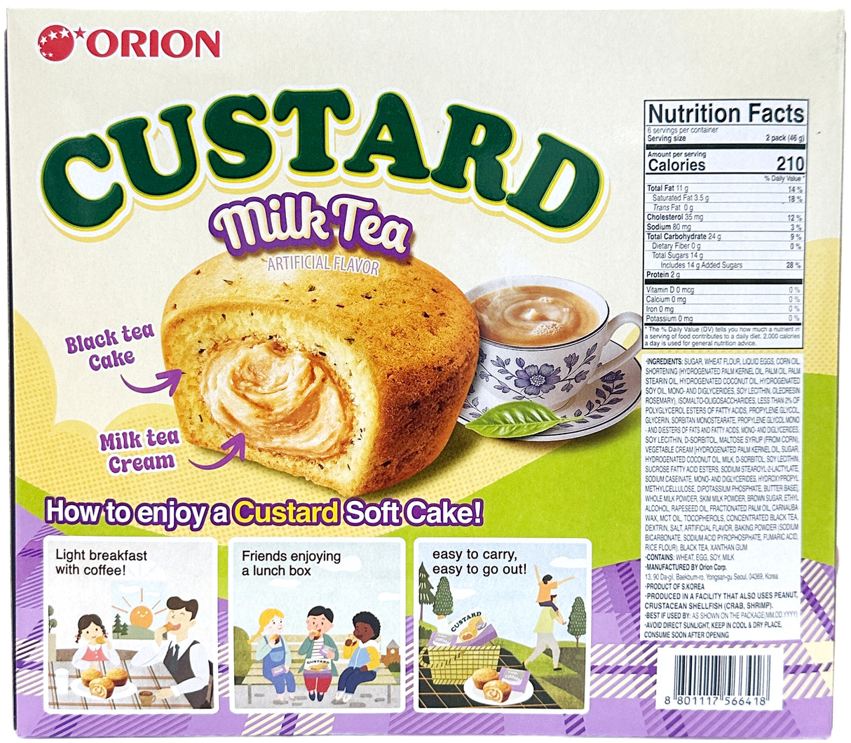ORION CUSTARD SOFT CAKE 12PK - MILK TEA