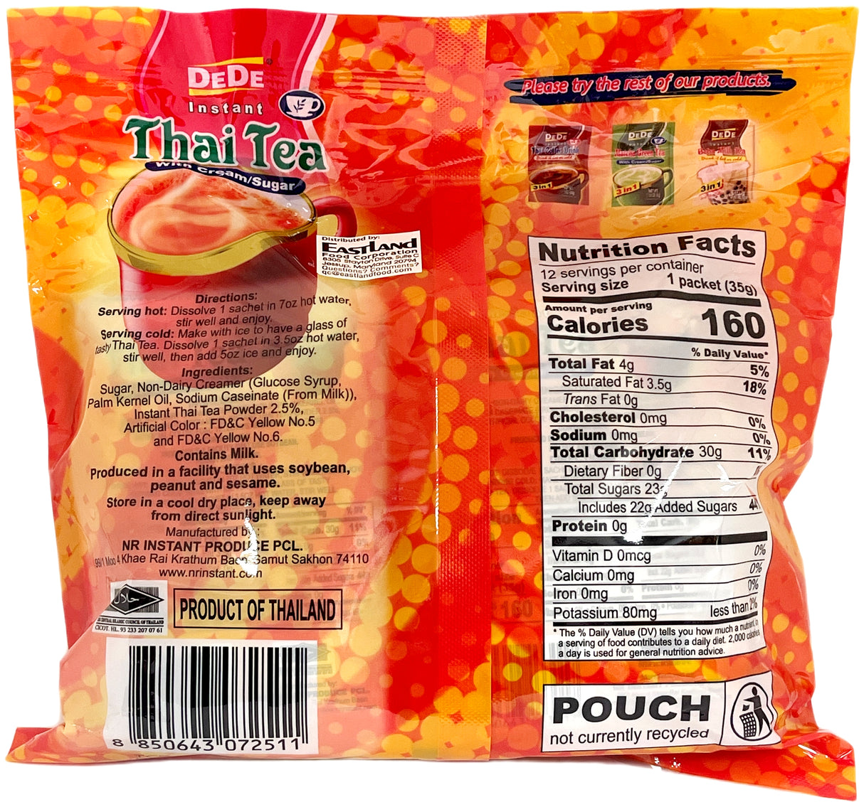 DEDE INSTANT SWEETENED THAI TEA 12PK