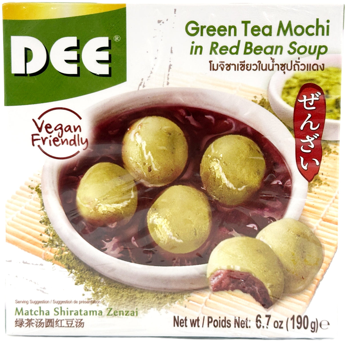 DEE FROZEN GREEN TEA MOCHI IN RED BEAN SOUP (6.7oz)