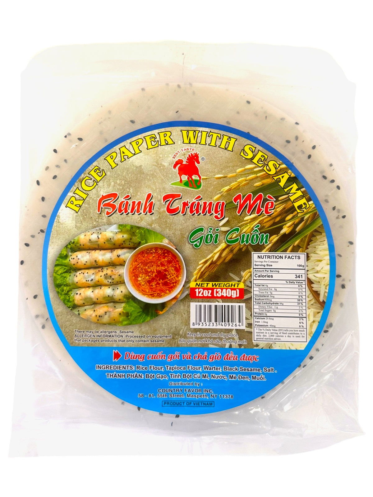 BEST TASTE RICE PAPER WITH SESAME (12oz)