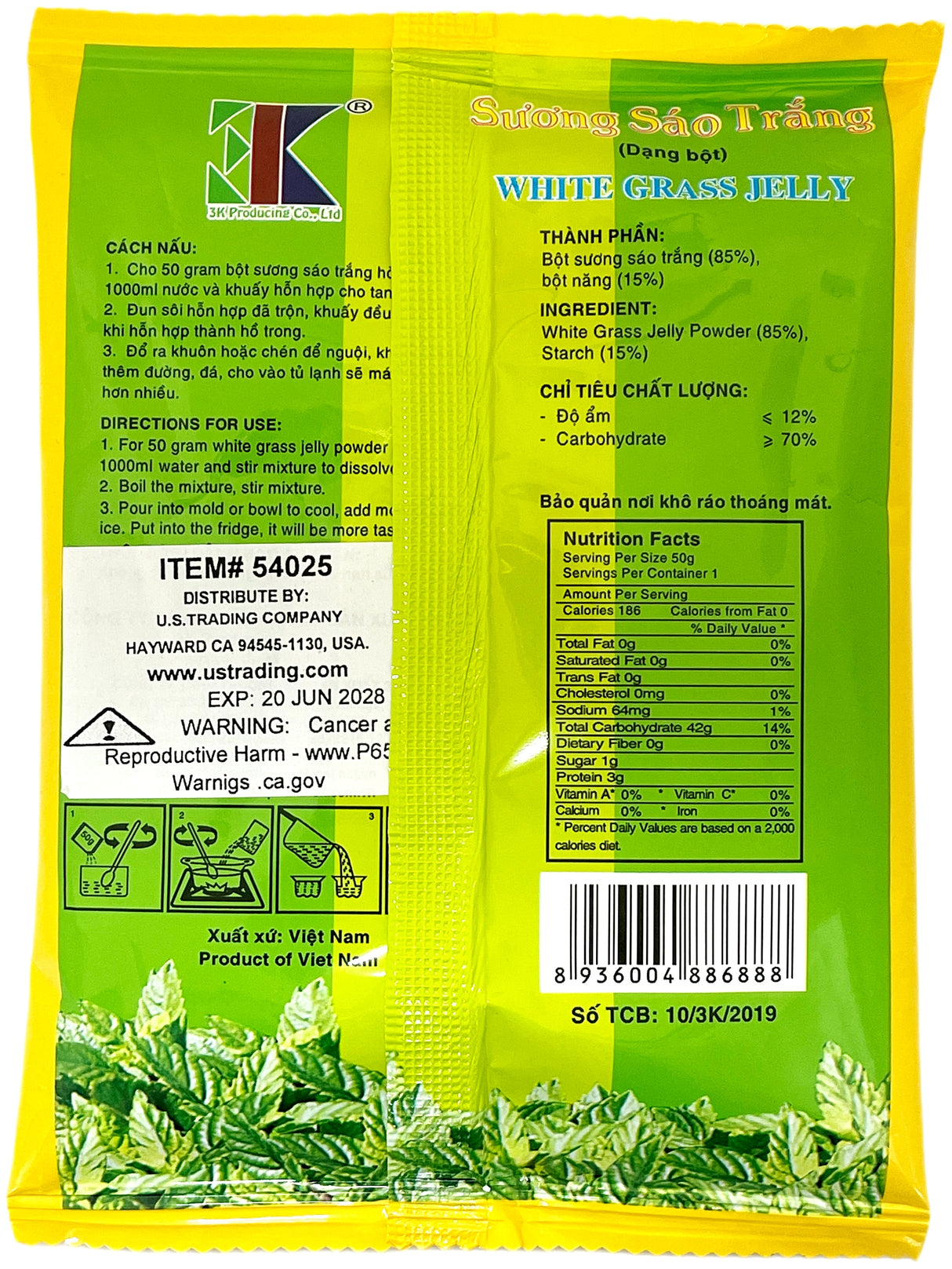 3K PRODUCING WHITE GRASS JELLY MIX (1.8oz)
