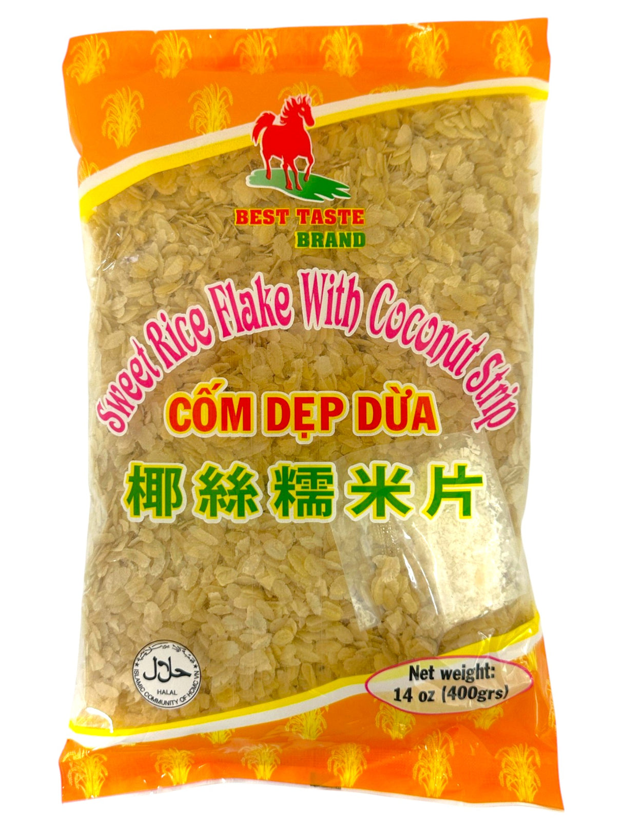 BEST TASTE SWEET RICE FLAKE WITH COCONUT STRIPS - YELLOW (14oz)
