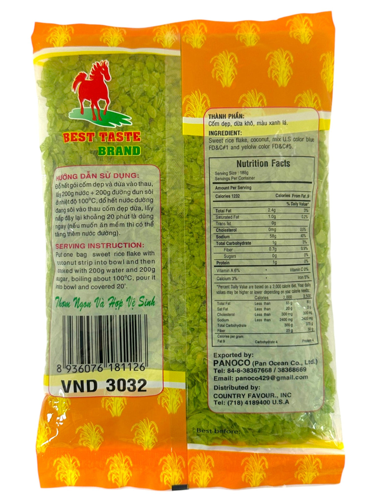 BEST TASTE SWEET RICE FLAKE WITH COCONUT STRIPS - GREEN (14oz)