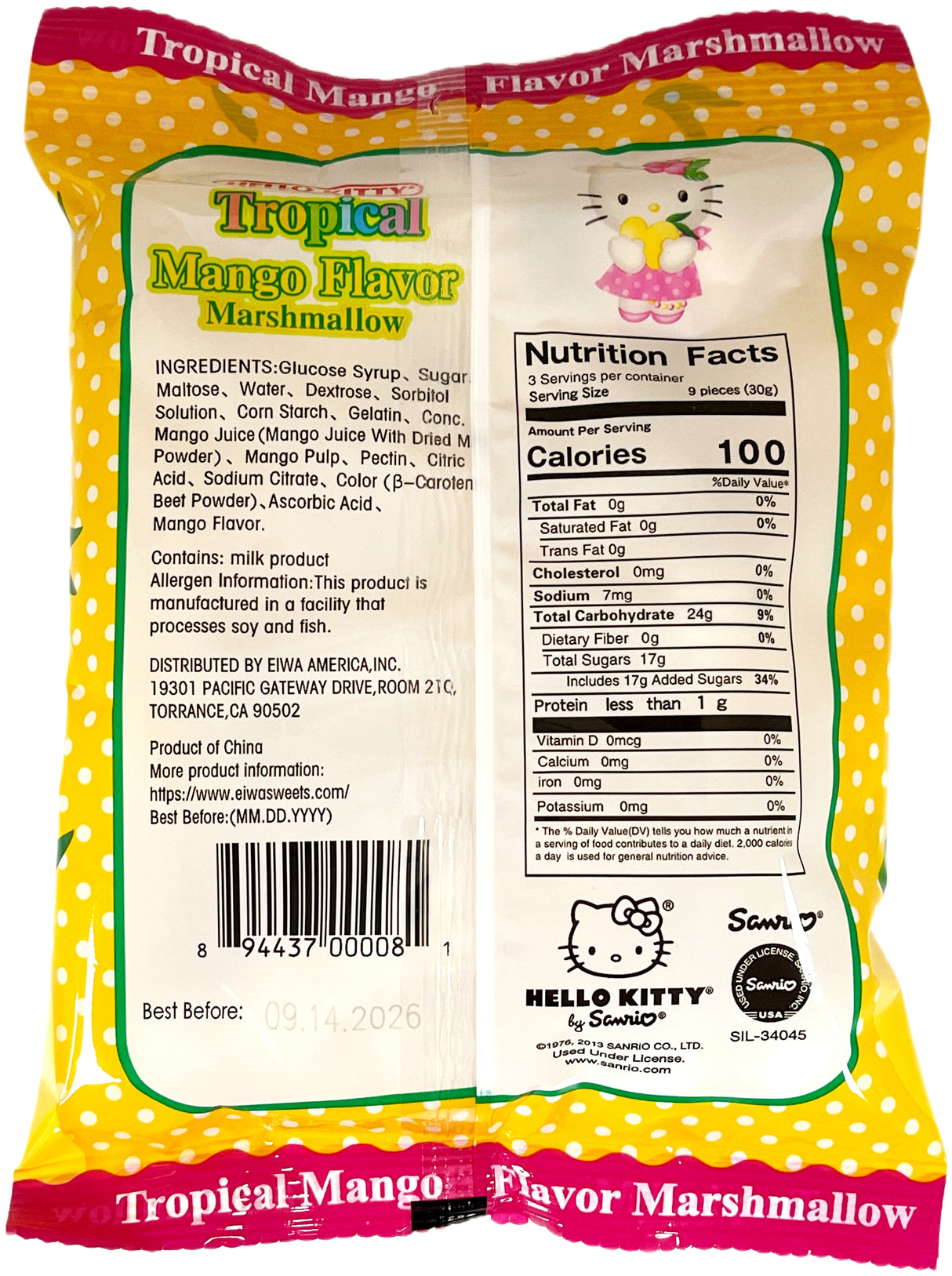 EIWA HELLO KITTY MARSHMALLOW - TROPICAL MANGO (3.1oz)