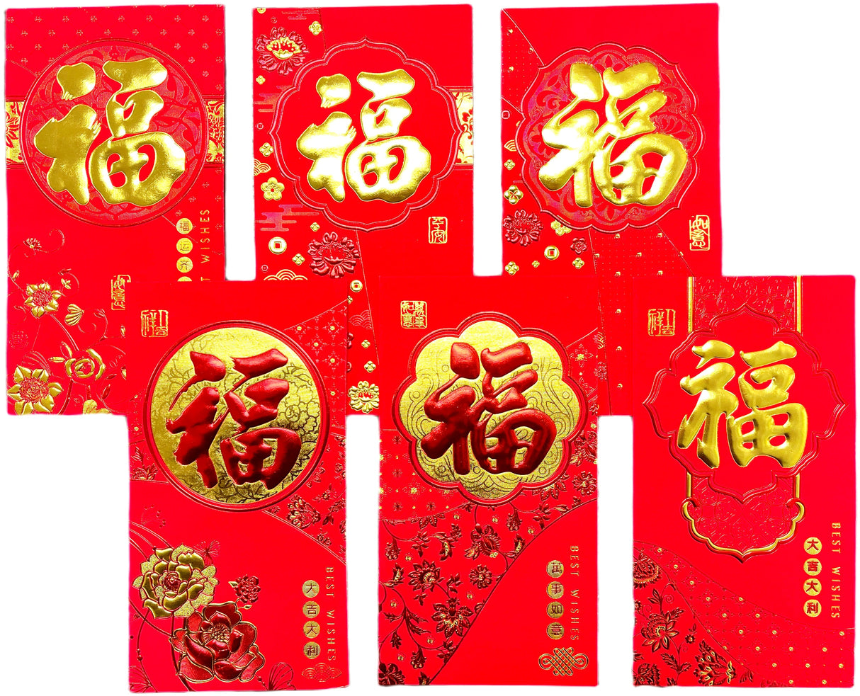 ALL PUROPSE RED ENVELOPE 6PK 6.75x3.5" - FLORAL DESIGN
