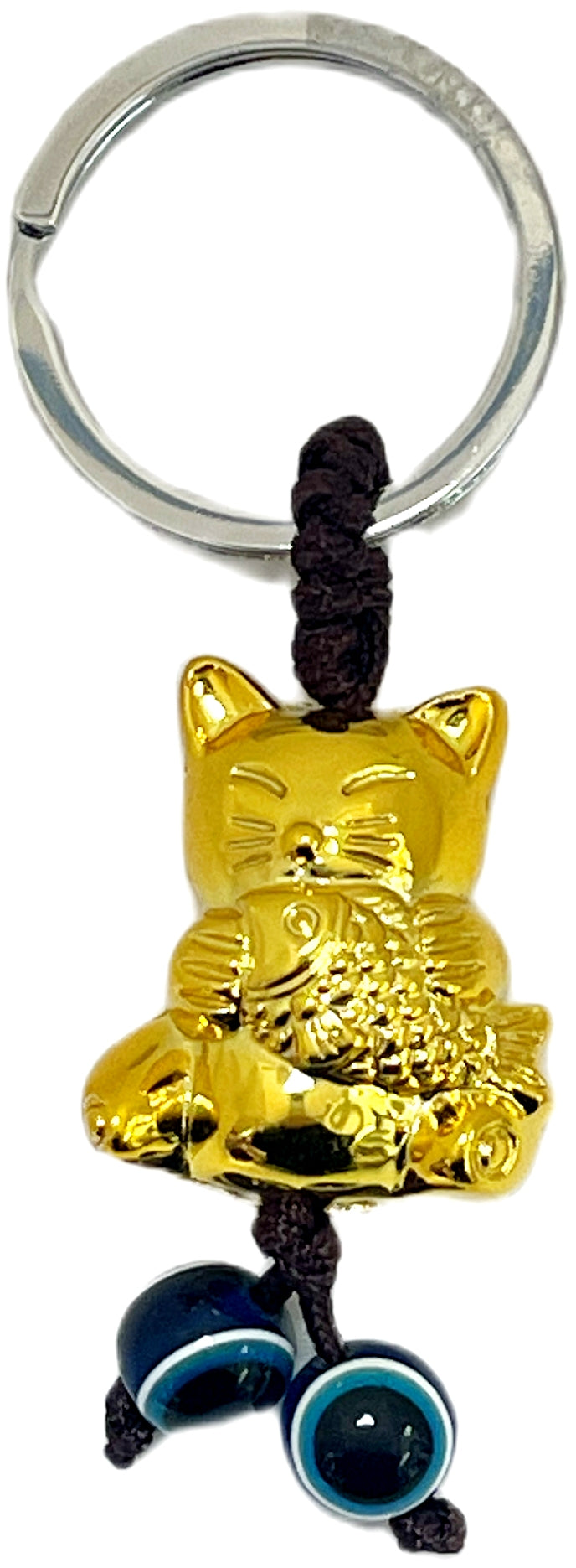 PLASTIC CAT & EVIL EYE KEYCHAIN 2"