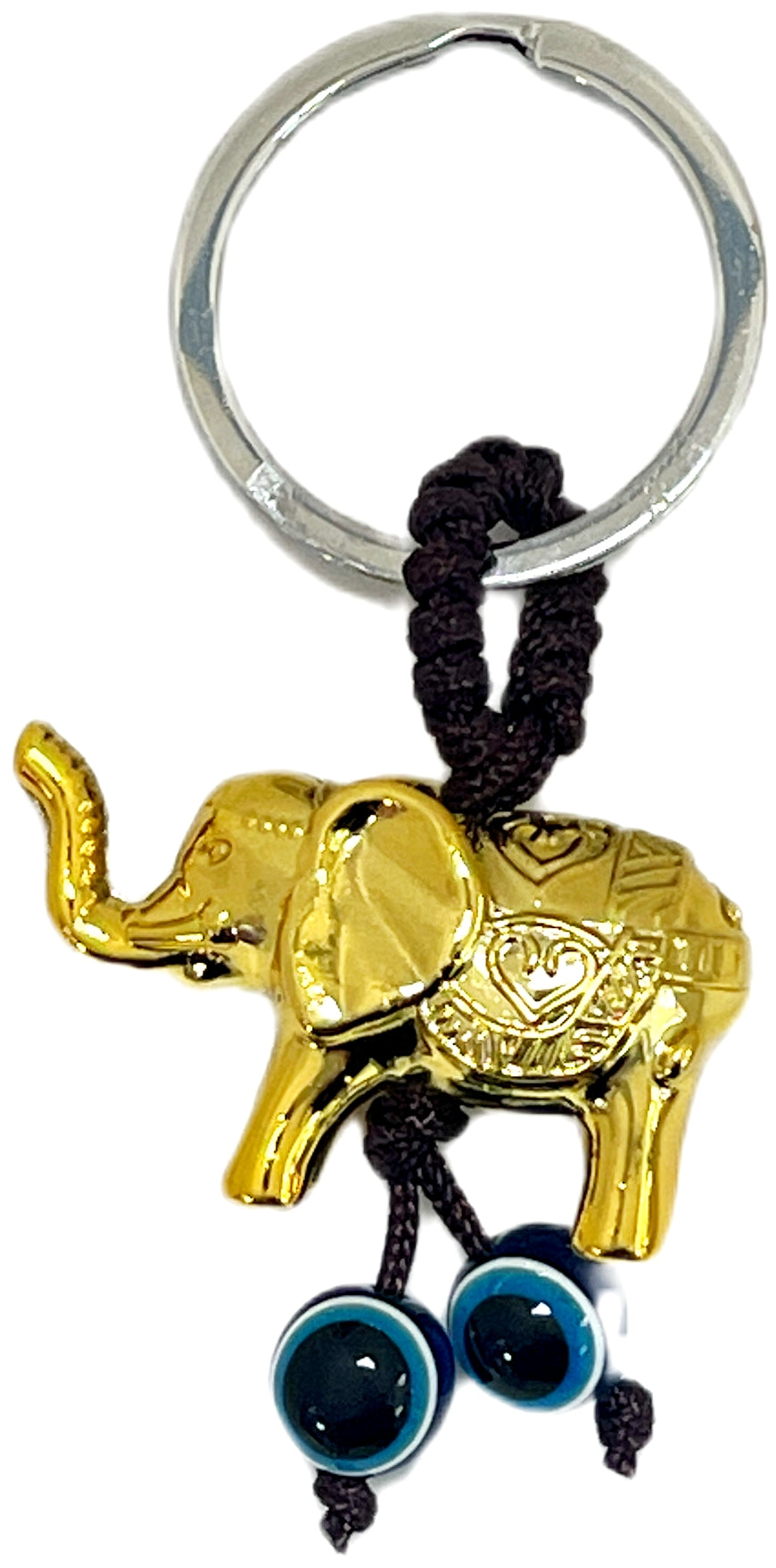 PLASTIC ELEPHANT & EVIL EYE KEYCHAIN 2"