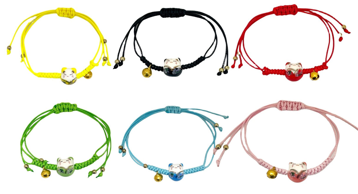 BRACELET: STRING WITH CERAMIC CAT CHARM